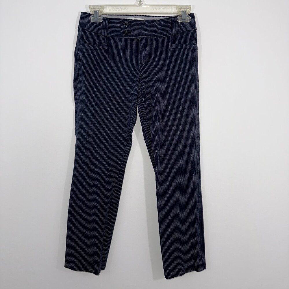 Banana Republic The Sloan Fit Ankle Pant Pinstripe Navy Blue Size 0